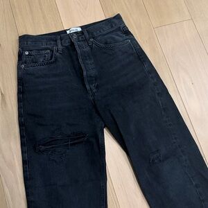 Agolde black distressed ripped jeans